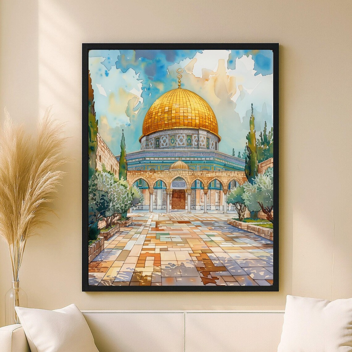 Dome Of The Rock Watercolor Art Print, Jerusalem