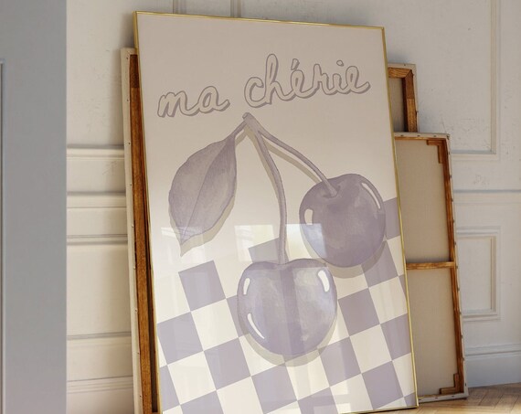 Cherry Wall Art Mon Cheri Wall Art Cherries Poster Trendy Retro Wall Art Cherry Print Cherry Poster Mon Cheri Print Prints