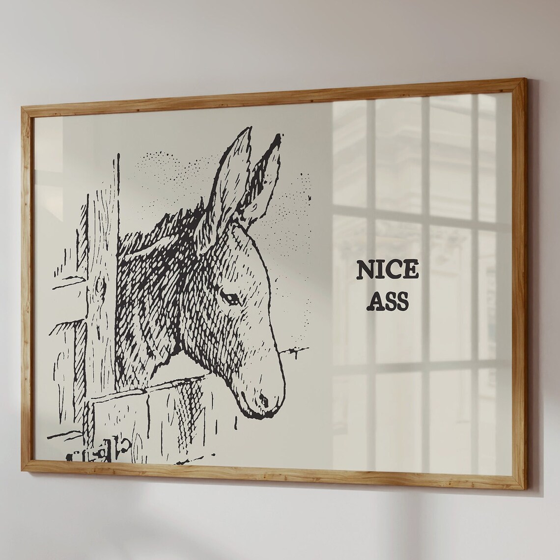 Vintage Donkey Bathroom Art Print, Minimalist