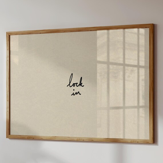 Handdrawn Typography Poster Motivational Art Print Lock In Digital Download Horizontal