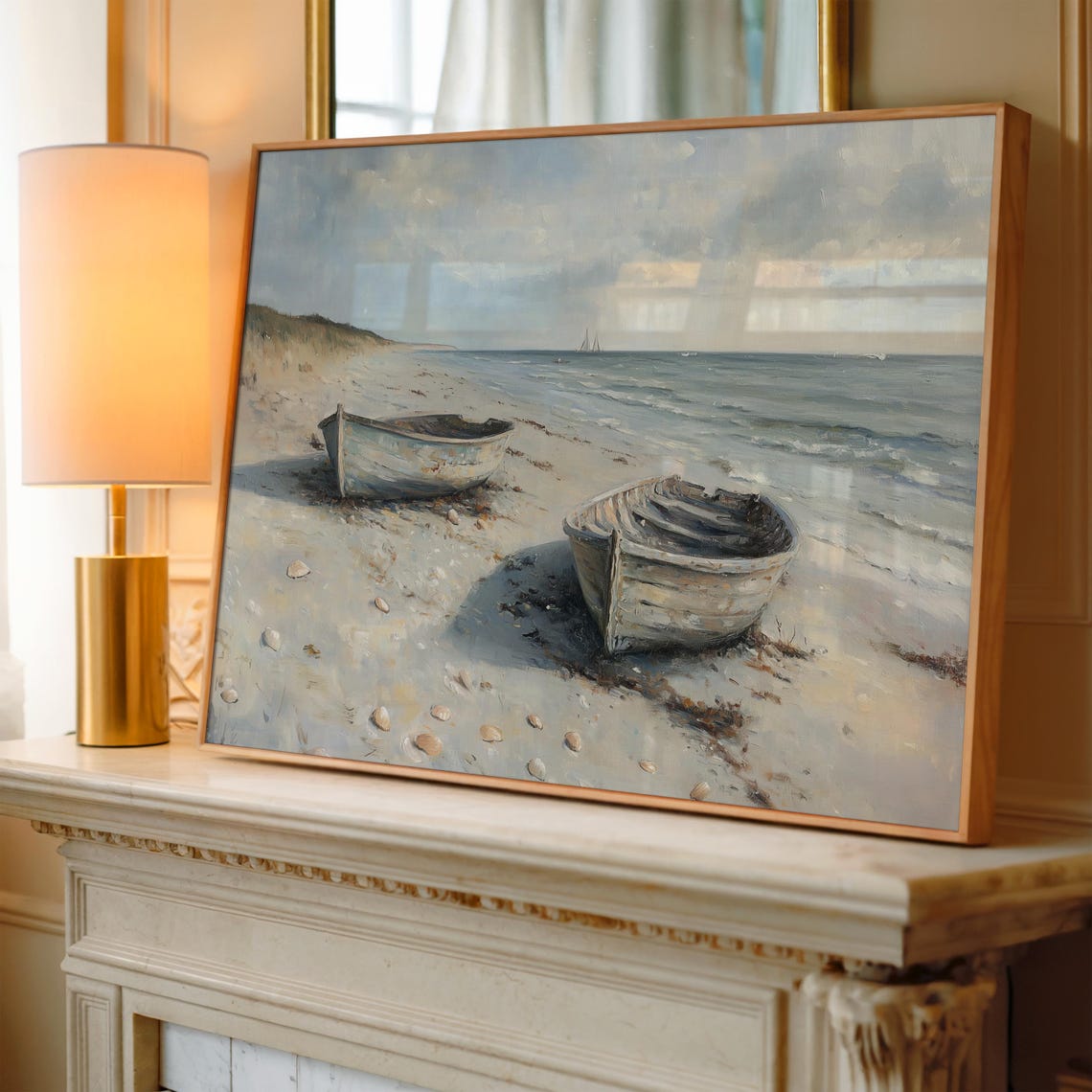 Coastal Beach Scene Weathered Boats Vintage Nautical Decor Poster - Image 3