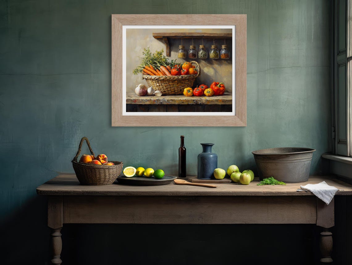 Woven Basket Of Fresh Vegetables Rustic Farmhouse Kitchen Poster - Image 4