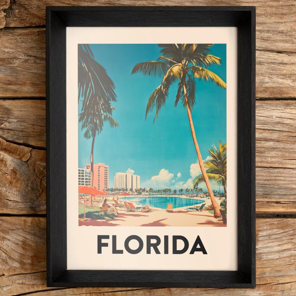 Florida Retro Travel Poster, Vintage Mid-Century Art Print