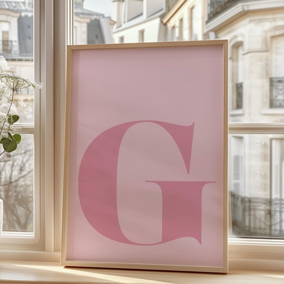 Pink Letter G Poster Initial G Big Letters For Wall Alphabet G Letter Art Letters For Nursery Pink Wall Art Capital Letter Wall Decor