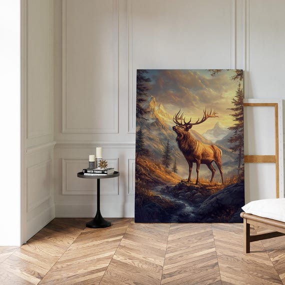 Majestic Bugling Elk, Sunset Mountain Art Print