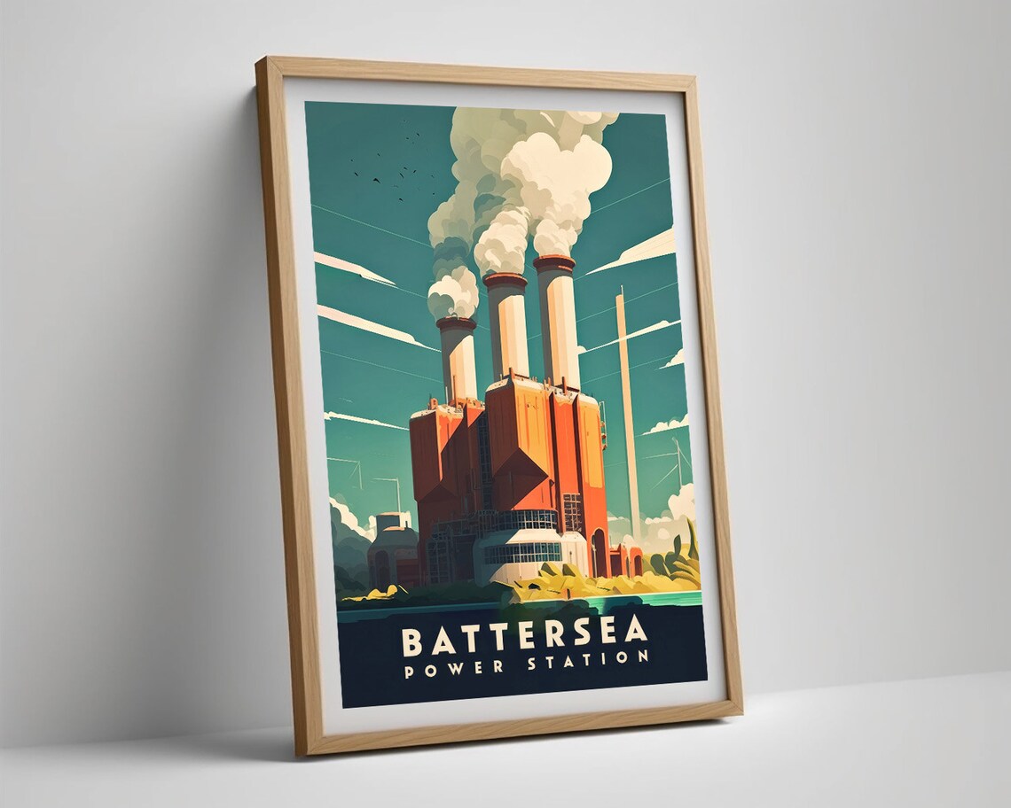 Battersea Power Station London Industrial Vintage Travel Poster - Image 5