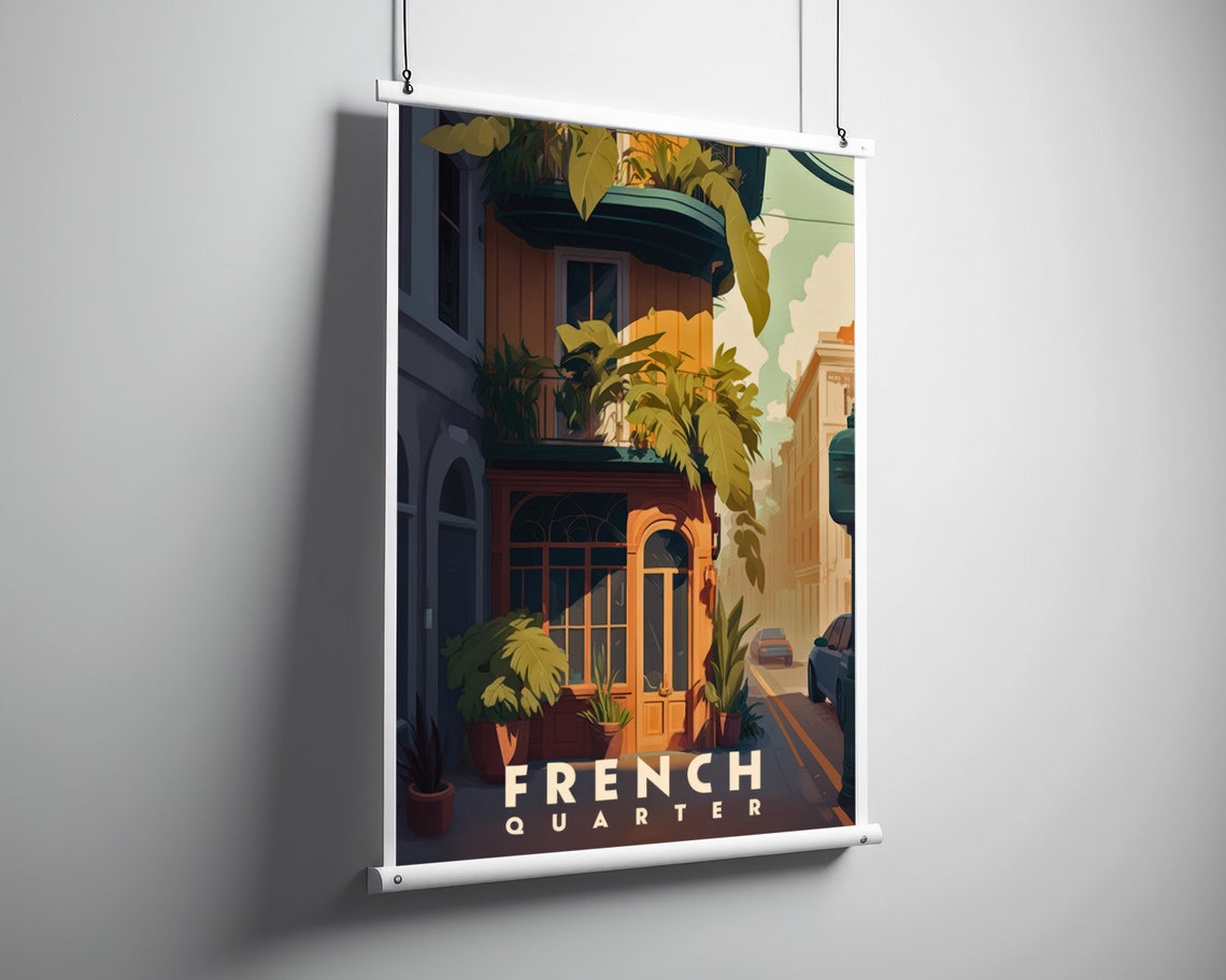 French Quarter New Orleans Travel Poster French Quarter Wall Art Print New Orleans Painting Illustration New Orleans Watercolor - Image 3