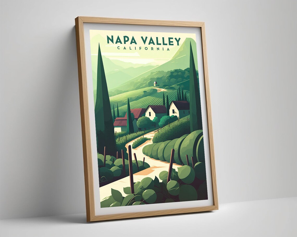 Napa Valley California Vineyard Travel Poster Wine Country Art - Image 5
