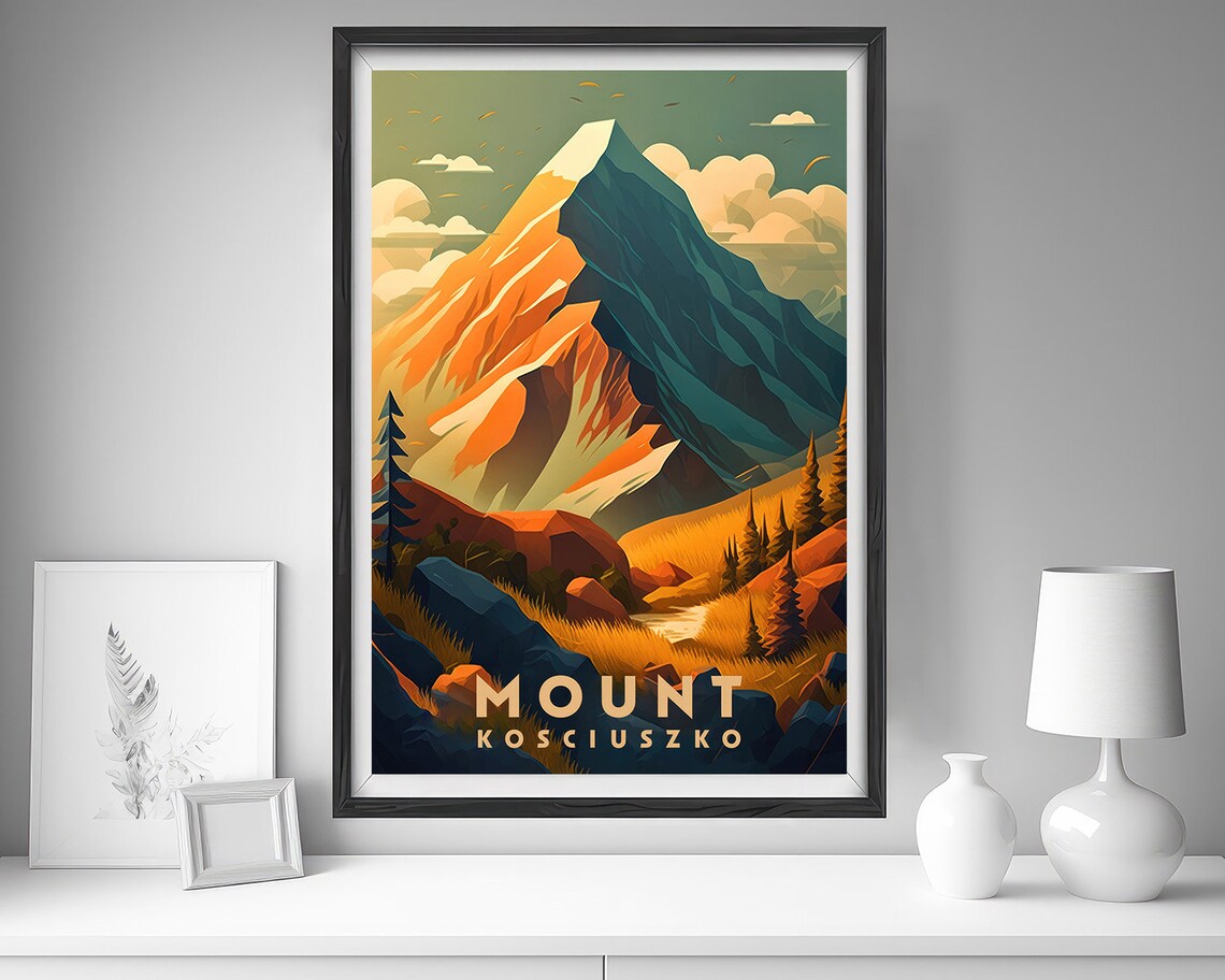 Mount Kosciuszko Australia Snow Capped Peak Vintage Travel Poster - Image 4