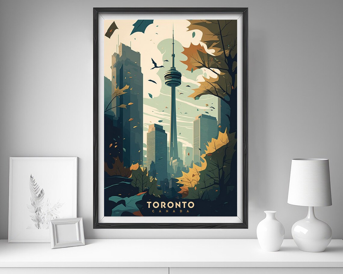 Toronto Canada Watercolor Travel Poster, Art Print - Image 4
