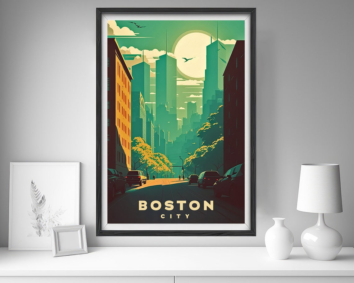 Boston America Travel Poster Boston America Wall Art Print Boston America Painting Boston America Illustration Boston Watercolor - Image 4