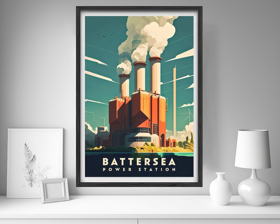 Battersea Power Station London Industrial Vintage Travel Poster - Image 4