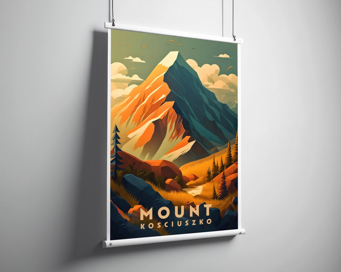 Mount Kosciuszko Australia Snow Capped Peak Vintage Travel Poster - Image 3
