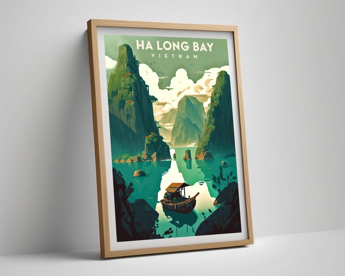 Vietnam Travel Poster Vietnam Print Vietnam Wall Art Print Ha Long Bay Vietnam Painting Vietnam Illustration Vietnam Watercolor Home Decor - Image 5