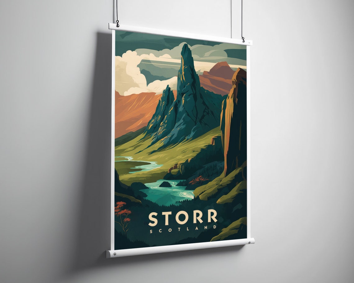 The Storr Scotland Isle Of Skye Dramatic Peaks Vintage Poster - Image 3