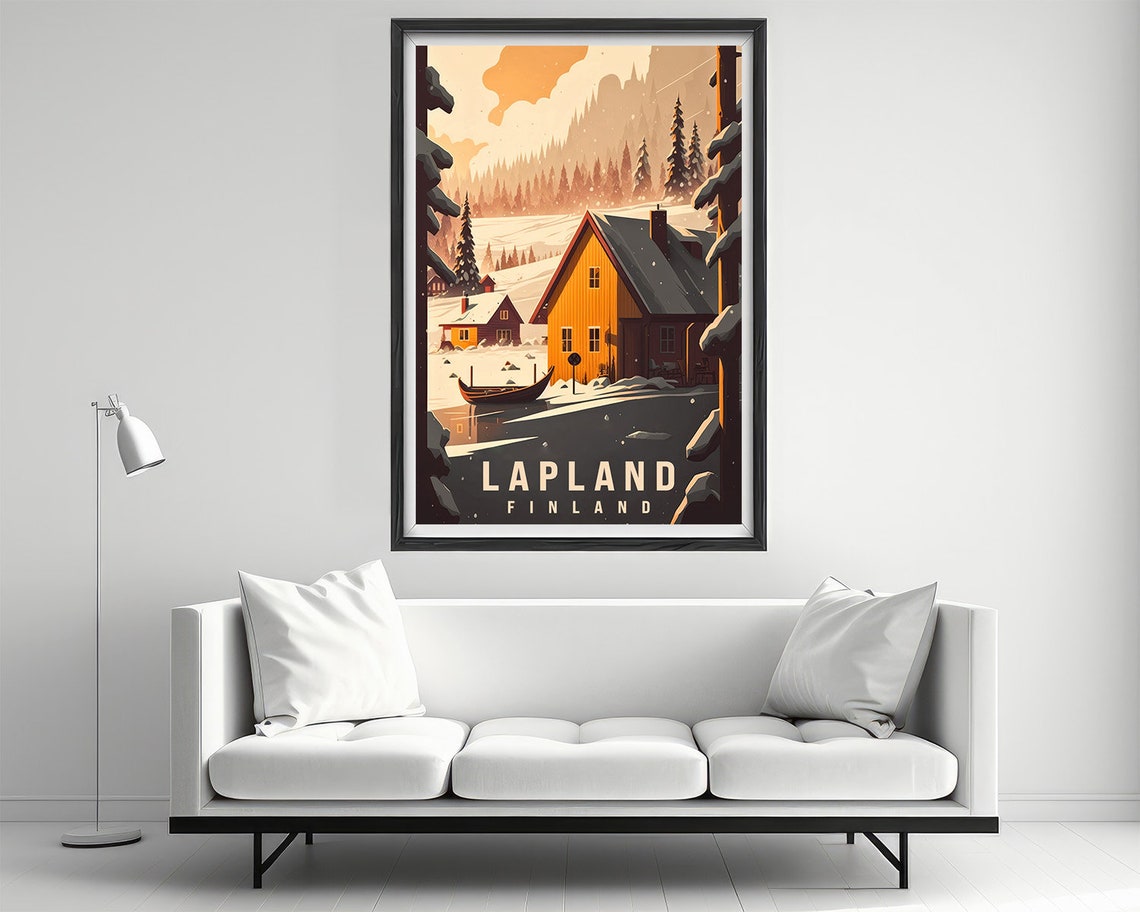 Lapland Finland Travel Poster Lapland Finland Wall Art Print Lapland Finland Finland Painting Illustration Lapland Watercolor Home Decor - Image 2