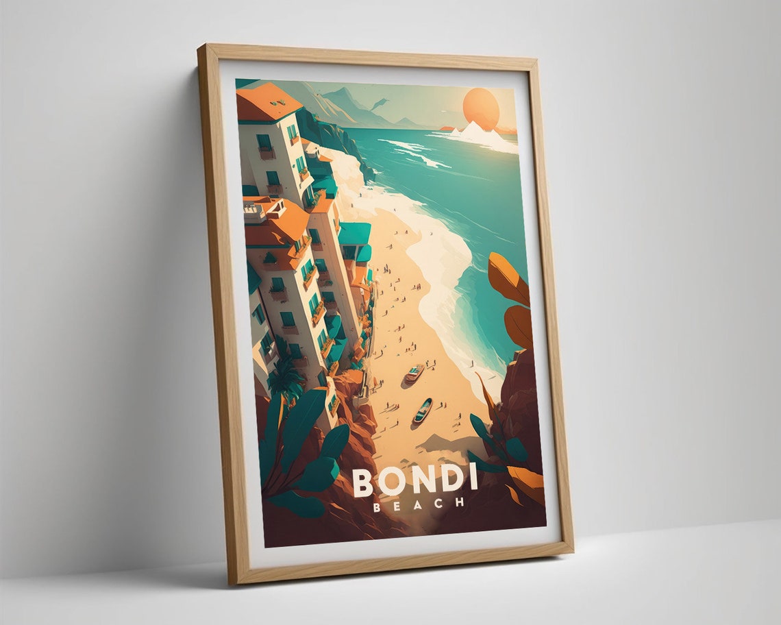 Bondi Beach Sydney Australia Travel Poster Coastal Sunset Art - Image 5