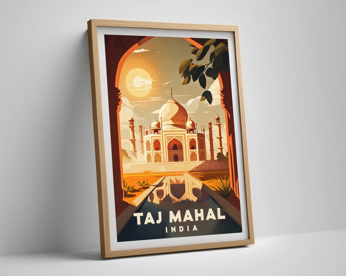 Taj Mahal India Travel Poster Taj Mahal India Wall Art Print Taj Mahal India Painting Illustration Taj Mahal Watercolor Home Decor - Image 5