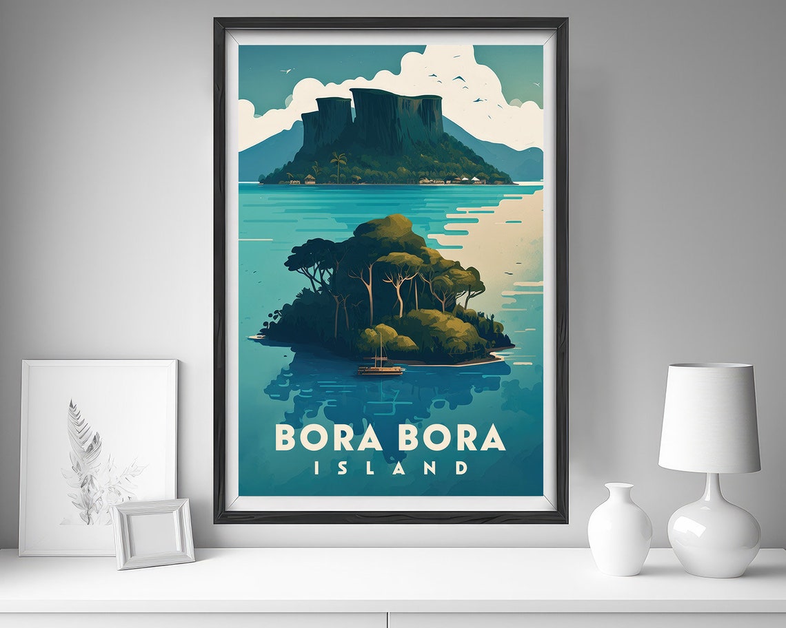 Bora Bora Island Turquoise Lagoon South Pacific Vintage Poster - Image 4