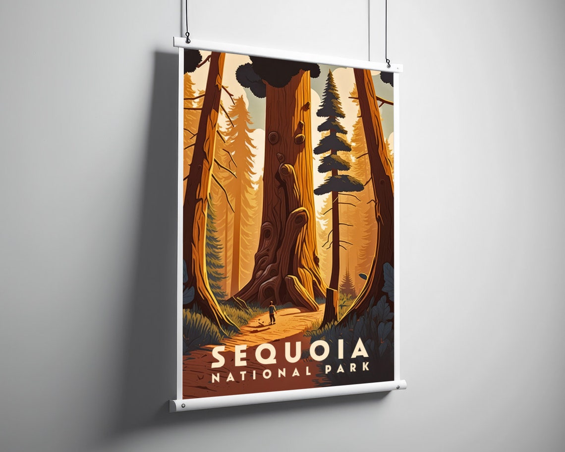 Sequoia National Park Vintage Travel Poster Giant Trees Forest - Image 3