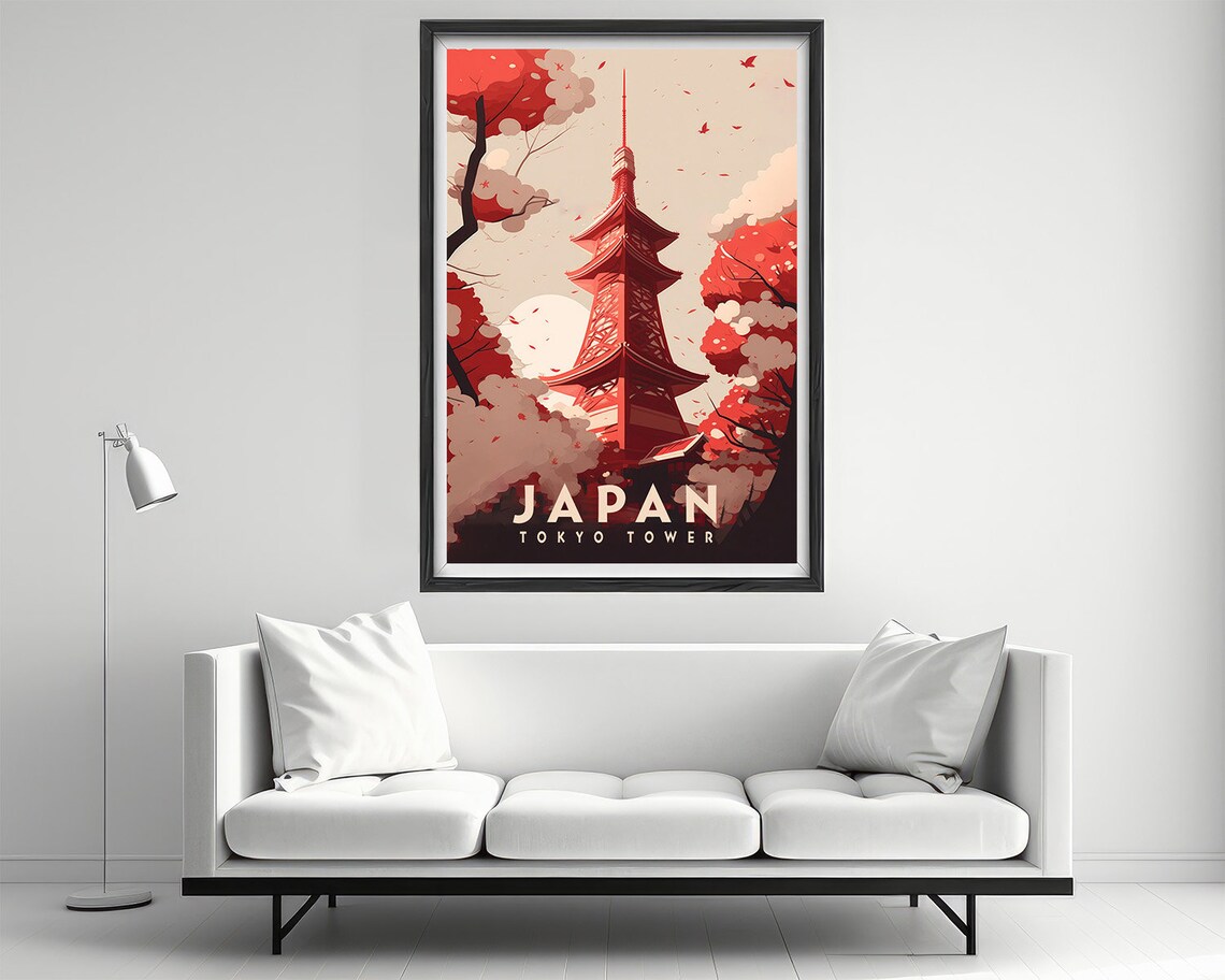 Tokyo Tower Japan Travel Poster, Watercolor Art Print - Image 2