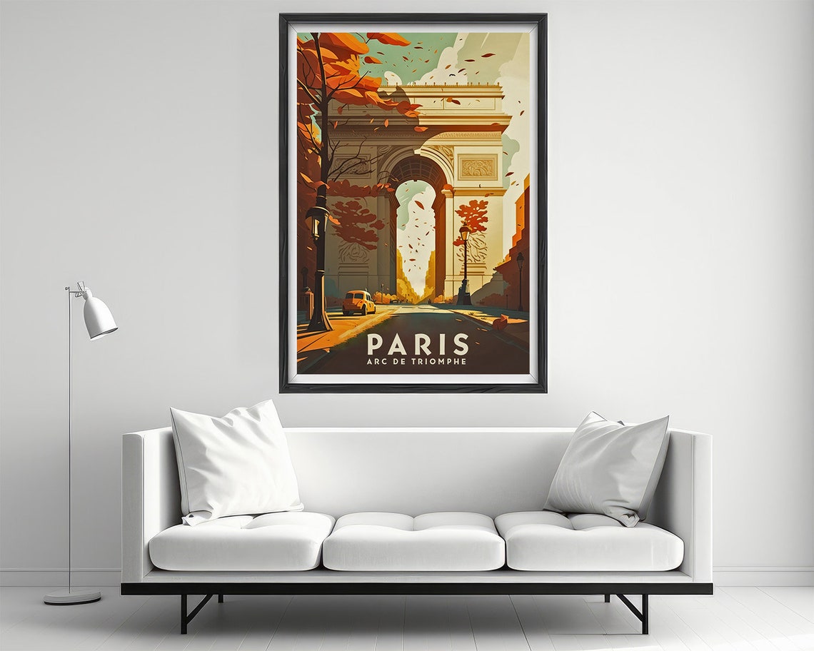 Paris Arc De Triomphe Travel Poster France Arc De Triomphe Wall Art Print Paris France Painting Illustration France Watercolor Art - Image 2