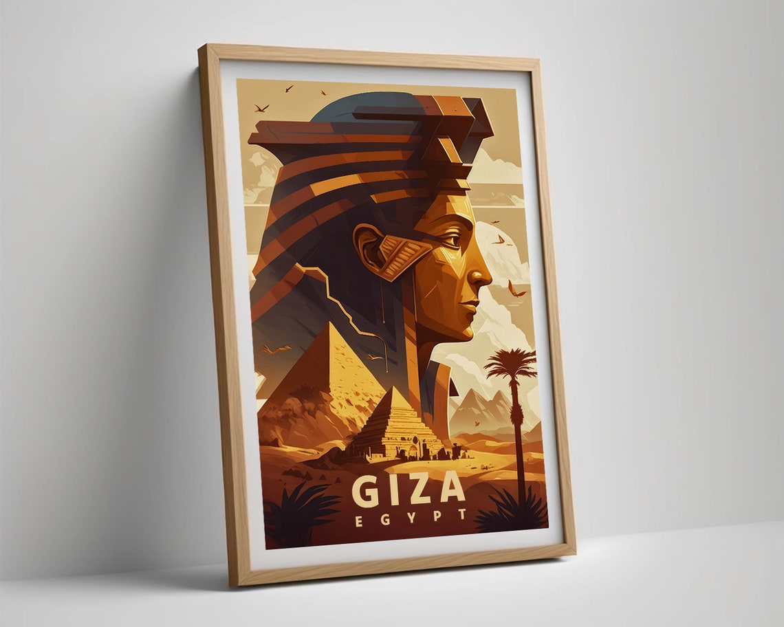 Giza Egypt Sphinx Pyramids Desert Sunset Vintage Travel Poster - Image 5
