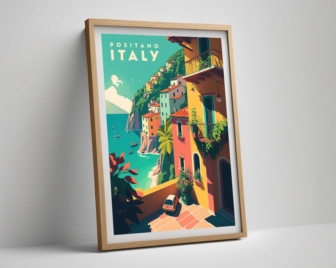 Positano Italy Amalfi Coast Cliffside Town Retro Travel Poster - Image 5