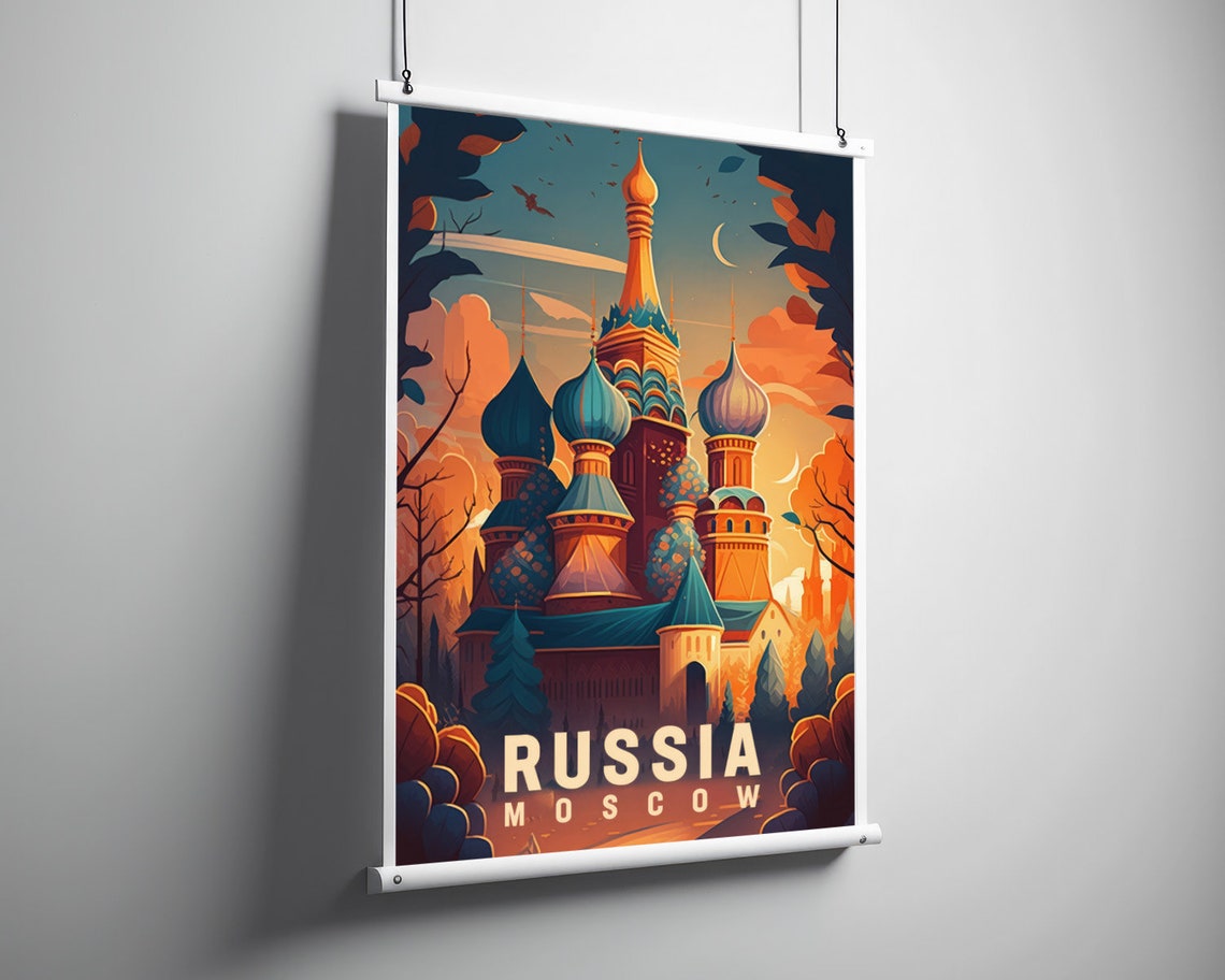 Moscow Russia Saint Basils Cathedral Onion Domes Vintage Poster - Image 3