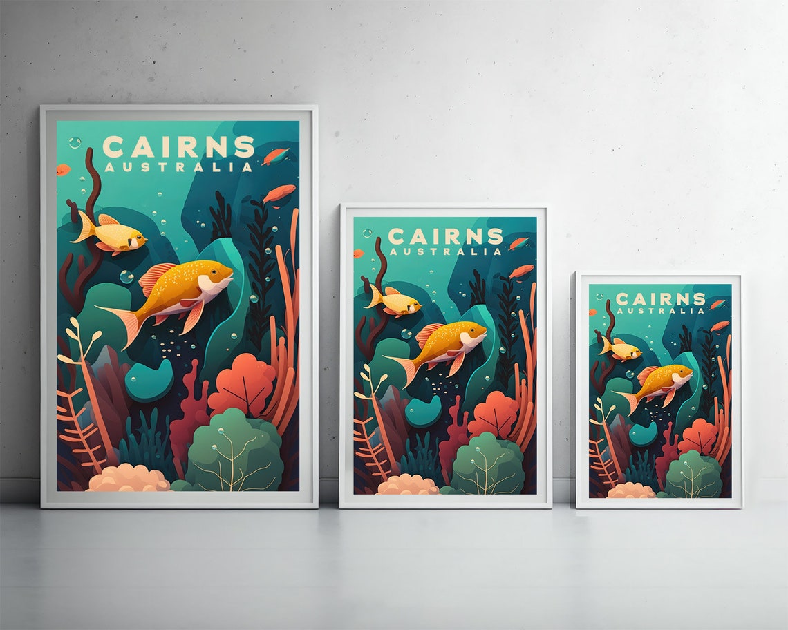 Cairns Australia Great Barrier Reef Coral Fish Travel Poster - Image 4