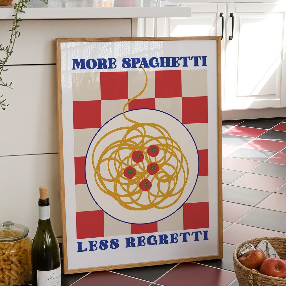 Pasta Kitchen Print, Retro Italian Food Poster