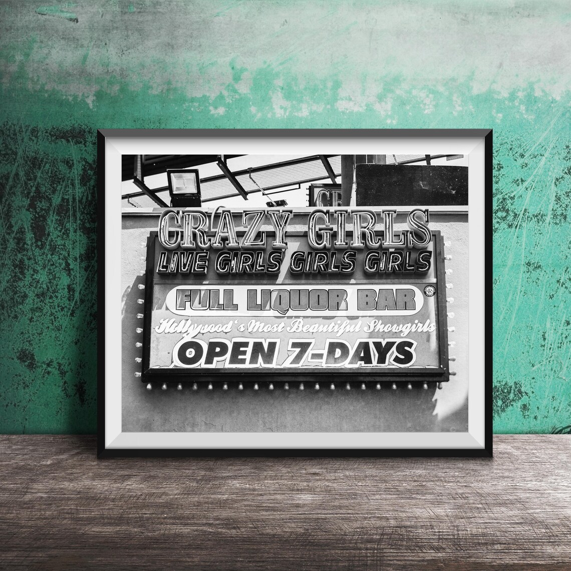 Crazy Girls Hollywood Full Liquor Bar Vintage Neon Sign Poster - Image 2