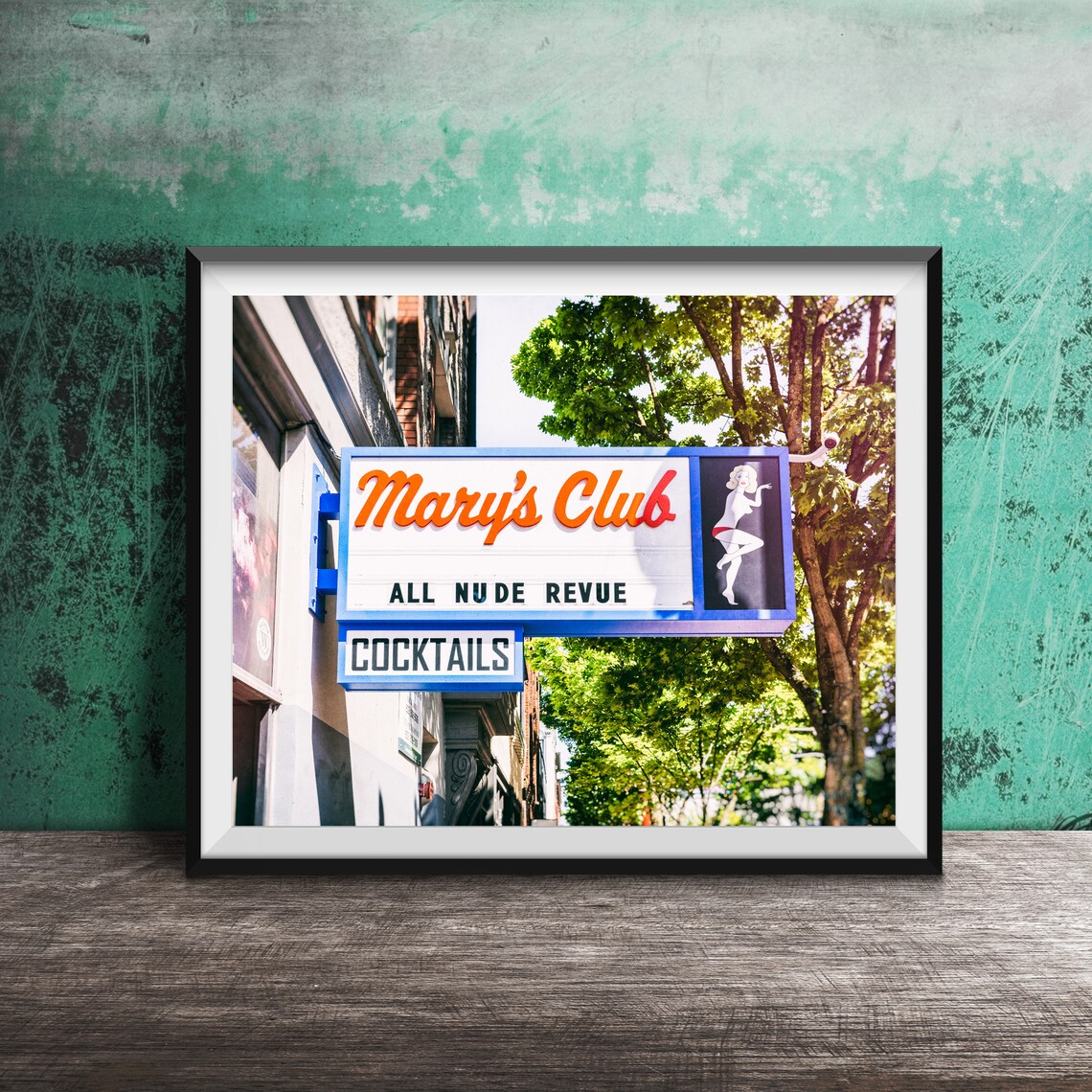 Marys Club All Nude Revue, Portland Travel Poster Print