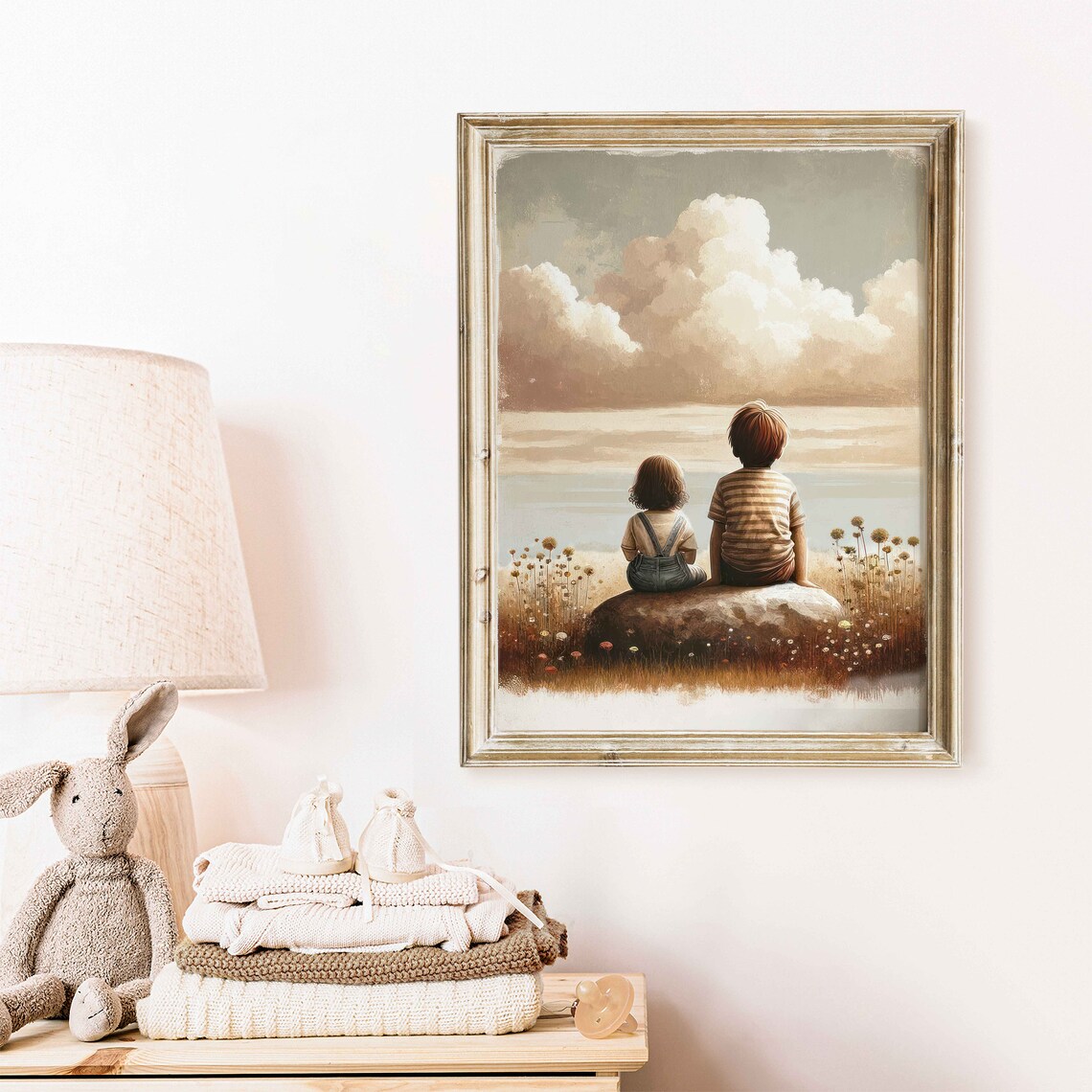 Brother And Sister Siblings Portrait Nature Art Print - Image 2