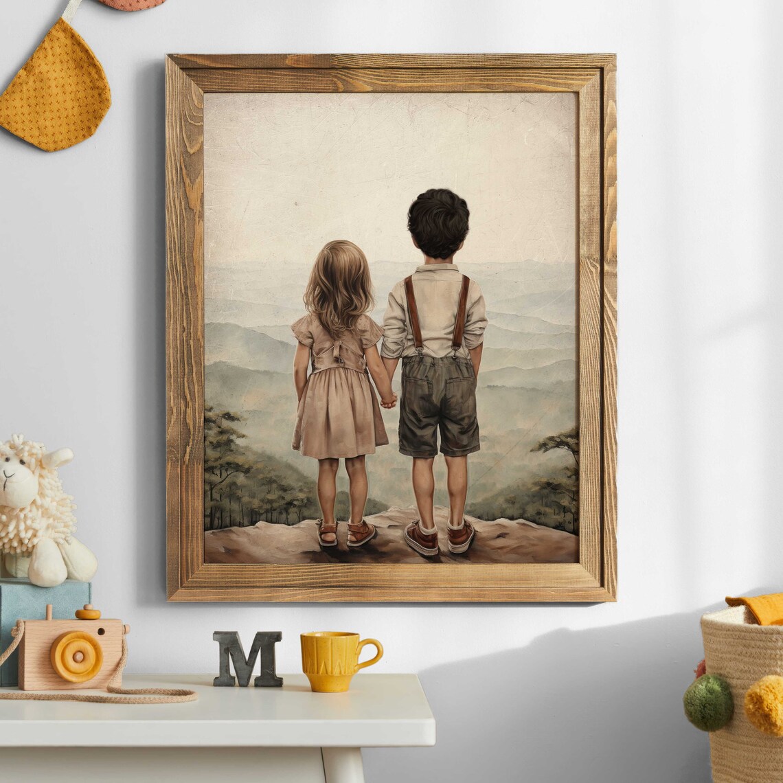 Sibling Print Brother Sister Room Decor Nature Wall Art Kids Boy And Girl Painting Adventure Nursery Outdoors Kids Wall Art - Image 2