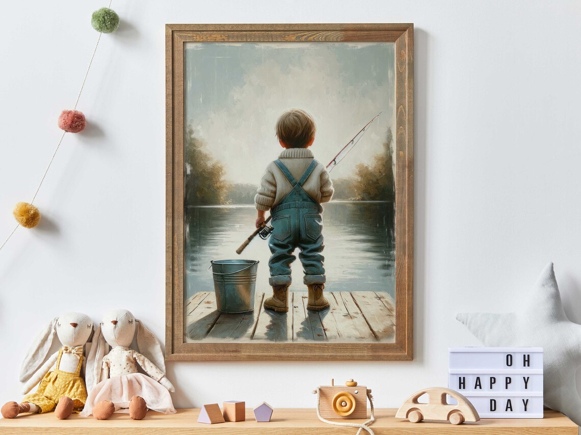 Fishing Nursery Decor for Boys Room Art Print
