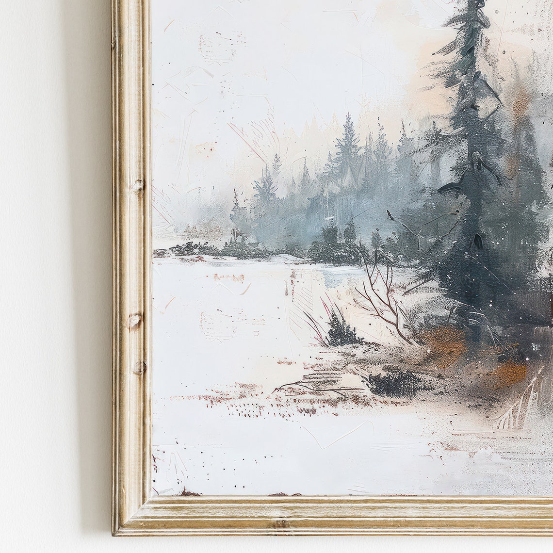 Misty Pine Forest Poster Moody Abstract Winter Woodland Landscape Art - Image 2