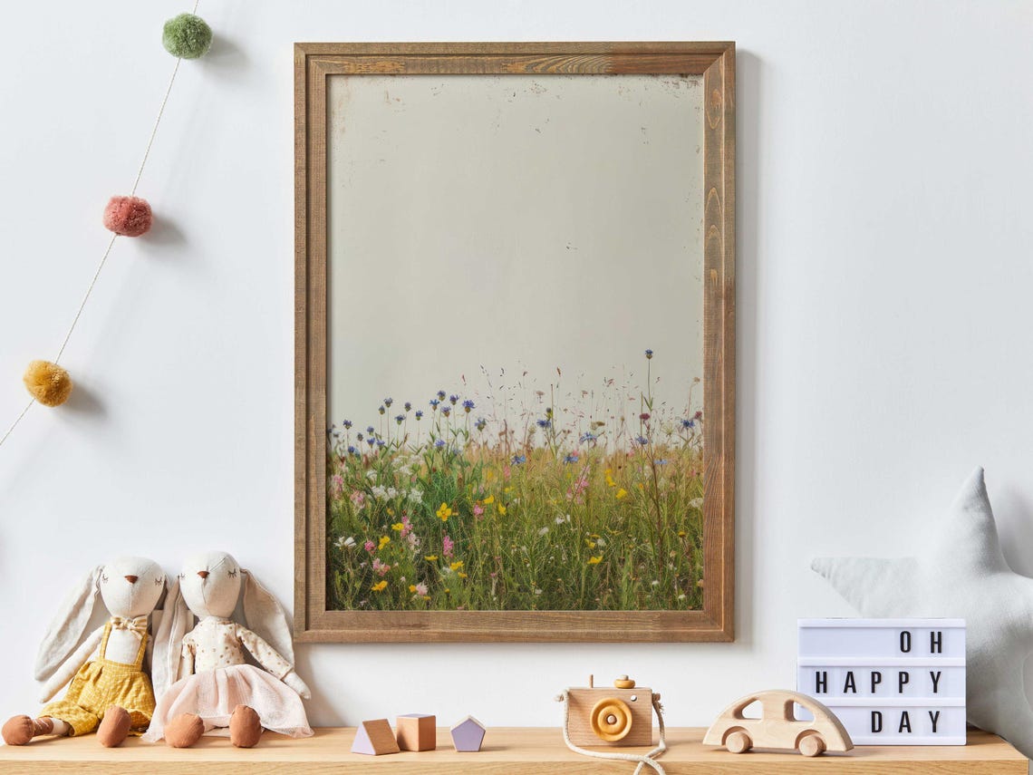 Minimalist Wildflower Meadow Poster Colorful Floral Border Botanical - Image 3
