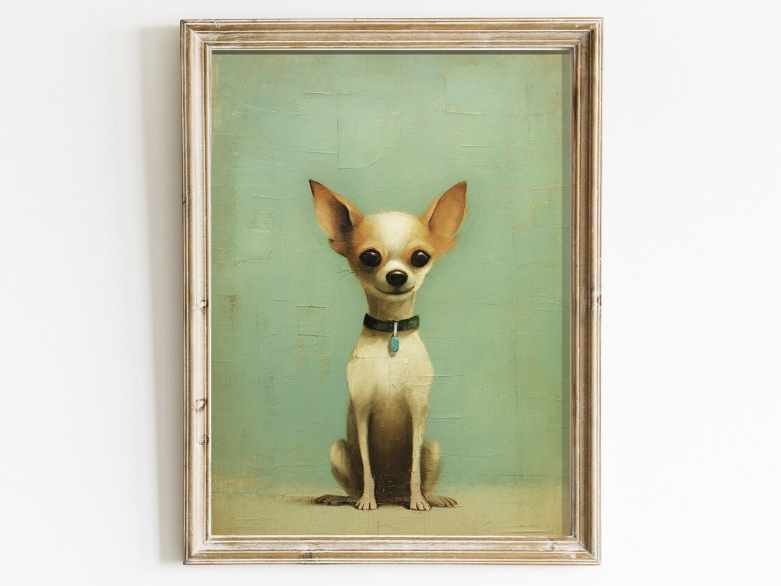 Chihuahua Vintage Dog Print, Cute Dog Decor