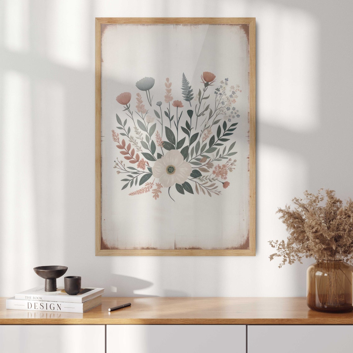 Vintage Wildflower Bouquet Rustic Botanical Illustration Poster - Image 2