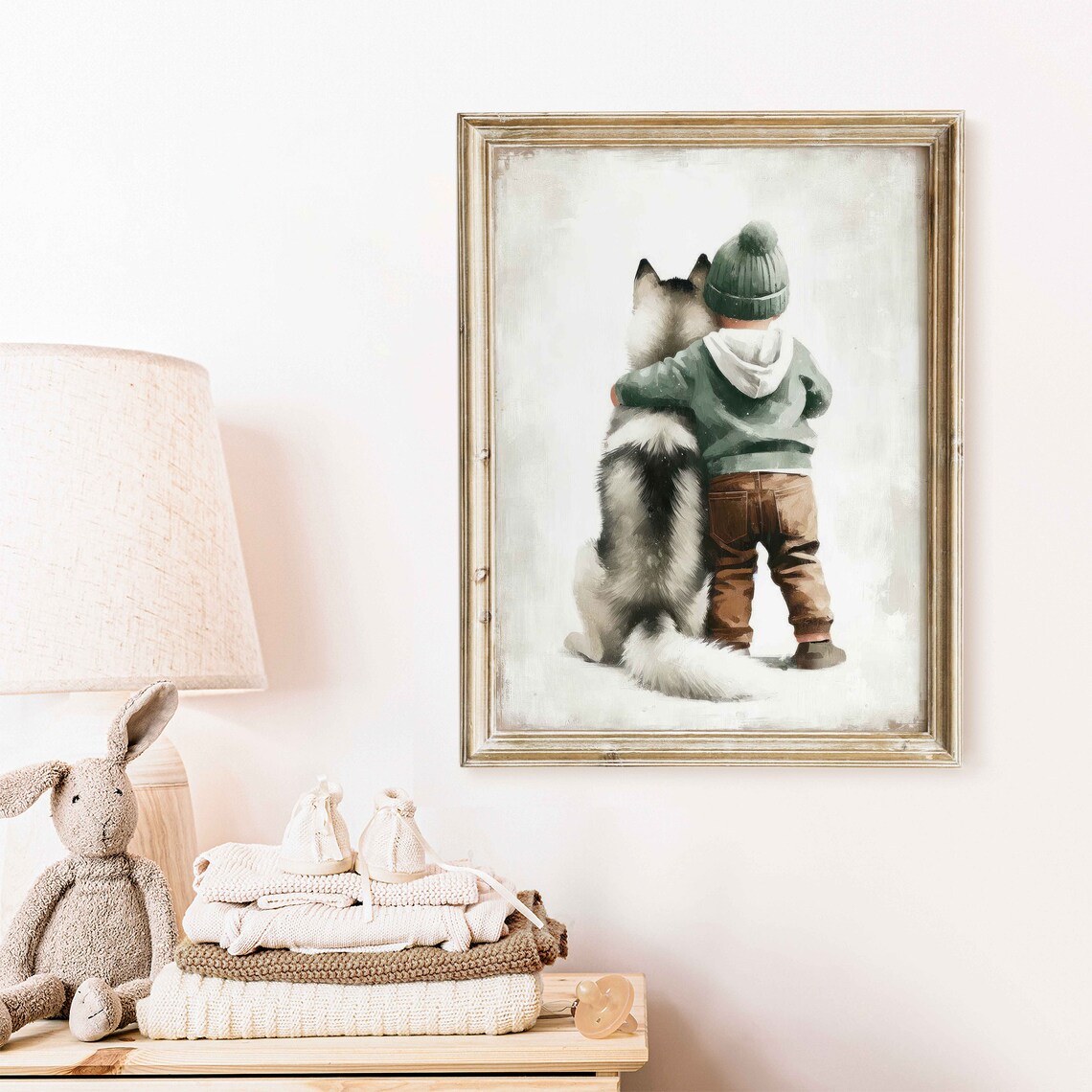 Siberian Husky Nursery Decor, Rustic Kids Art Print - Image 2