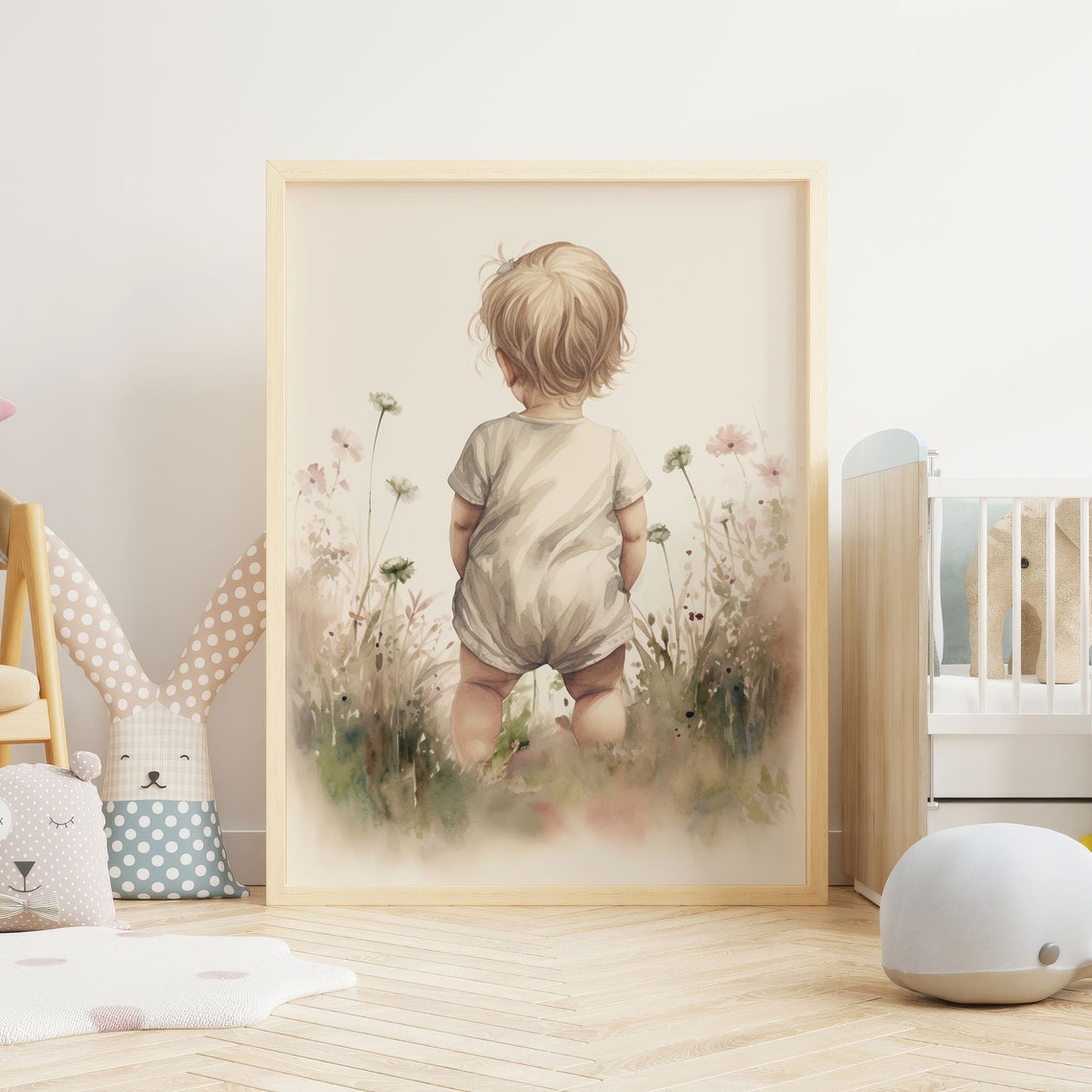 Girl In Wildflower Field Art Girly Baby Wall Art Art For Girls Nursery Or Bedroom Toddler Wildflower Nursery Decor Wall Art - Image 2