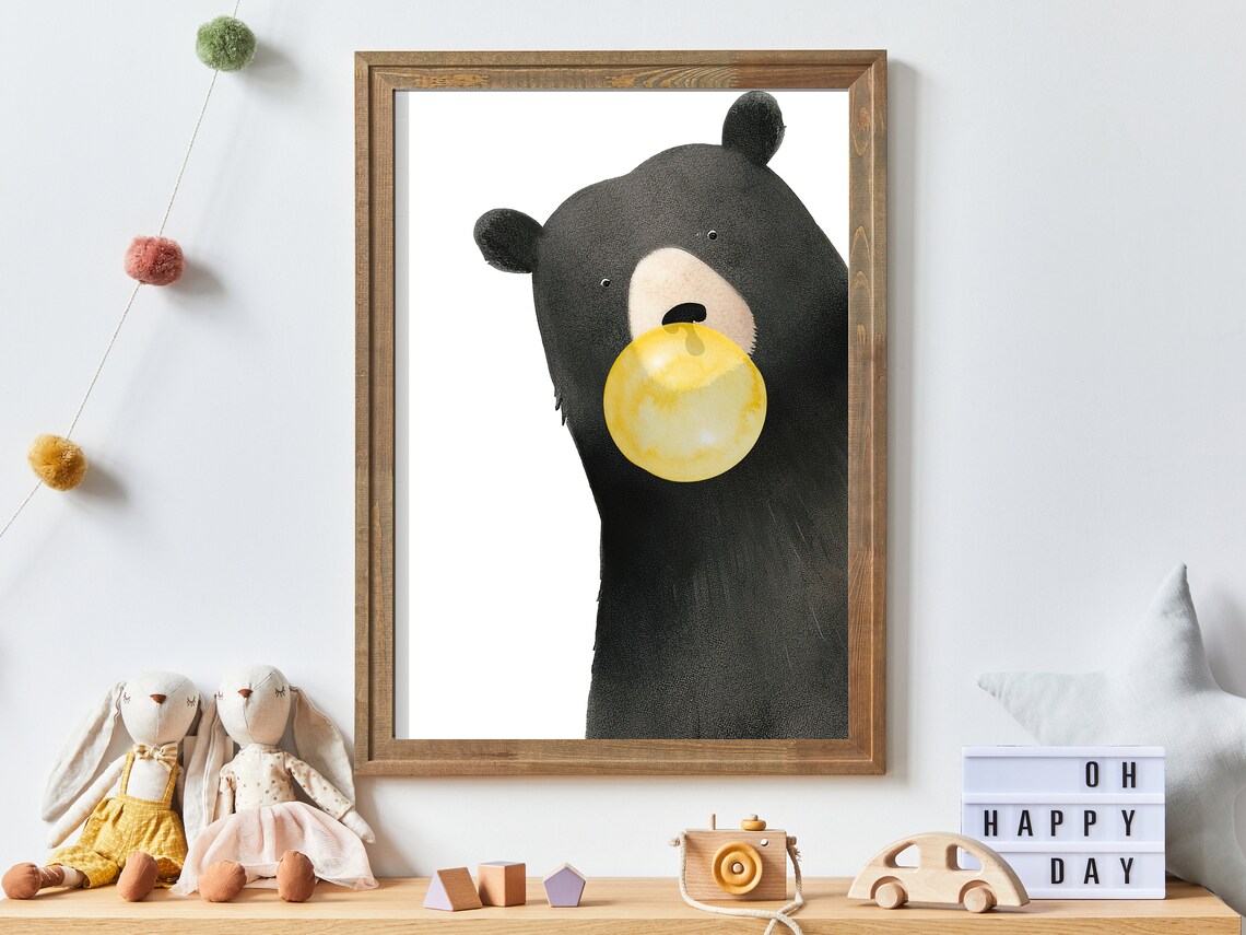 Black Bear Nursery Decor, Minimalist Kids Art Print - Image 3