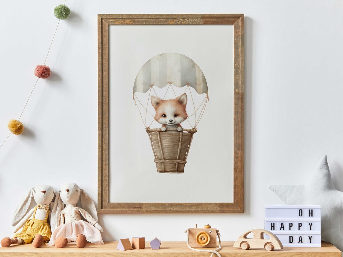 Cute Fox Nursery Art Print, Baby Shower Decor
