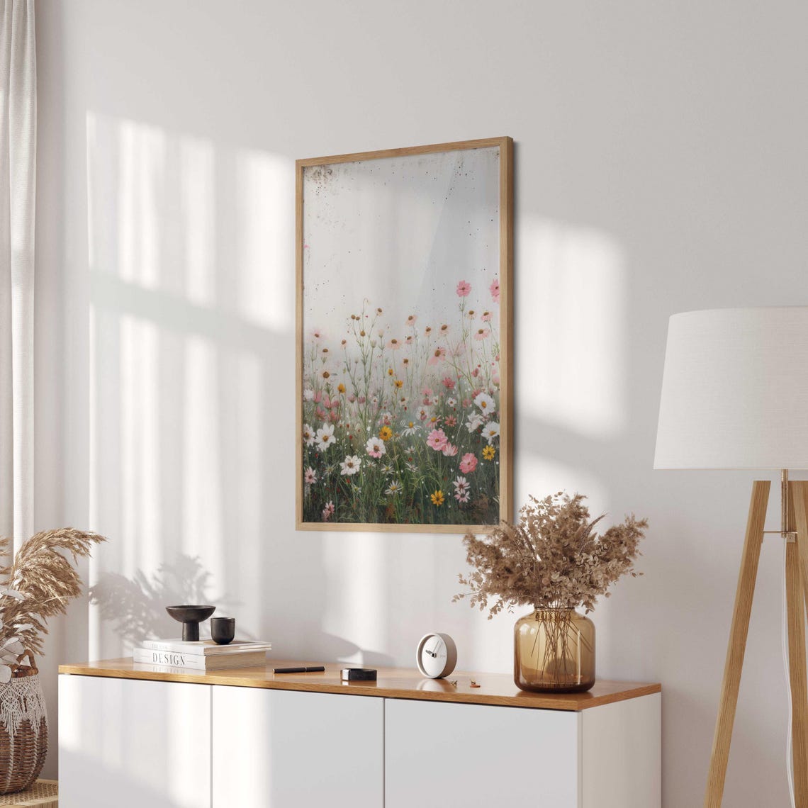 Pink And White Wildflower Meadow Vintage Floral Decor Poster - Image 4