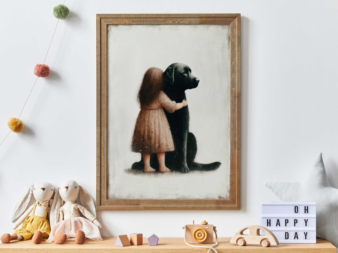 Black Labrador Retriever Nursery Decor Girl Dog Art Print Dog Nursery Decor Toddler Decor Girl Puppy Nursery Printprintable Dog Decor