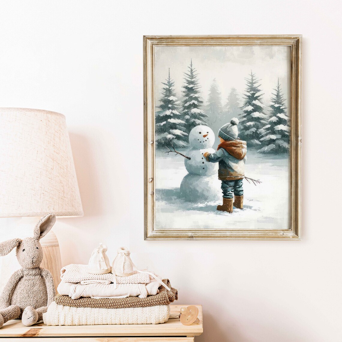 Snowman Print, Boys Room Winter Nursery Art - Image 2