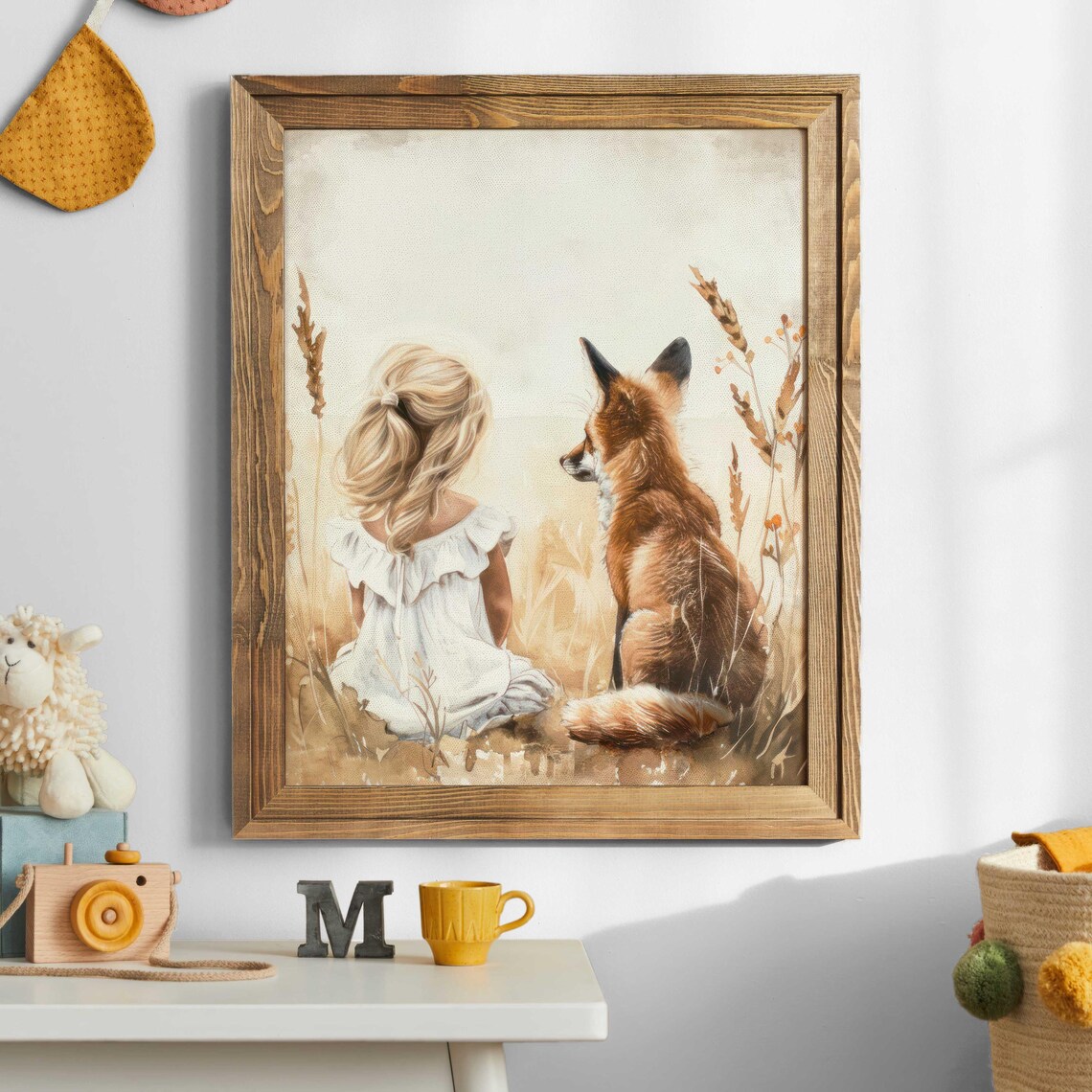 Fox Nursery Decor Vintage Girl and Fox Art Print - Image 5
