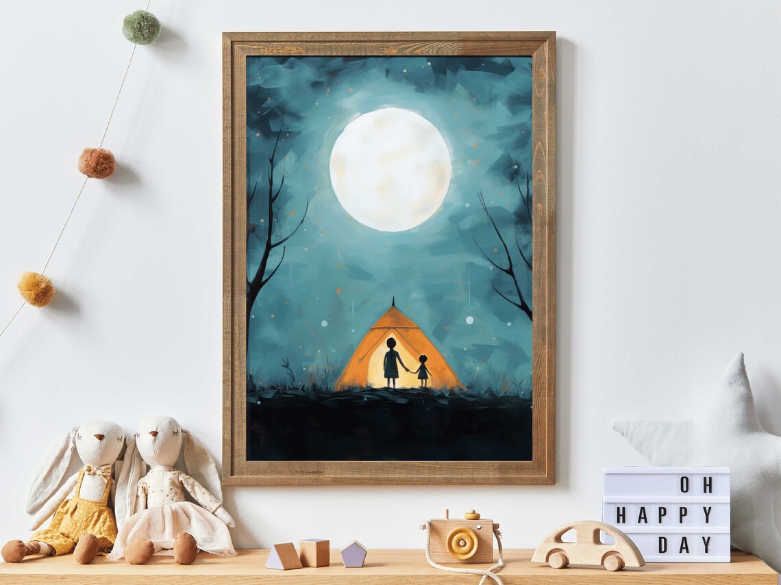 Kids Adventure Camping Hiking Nursery Art Print