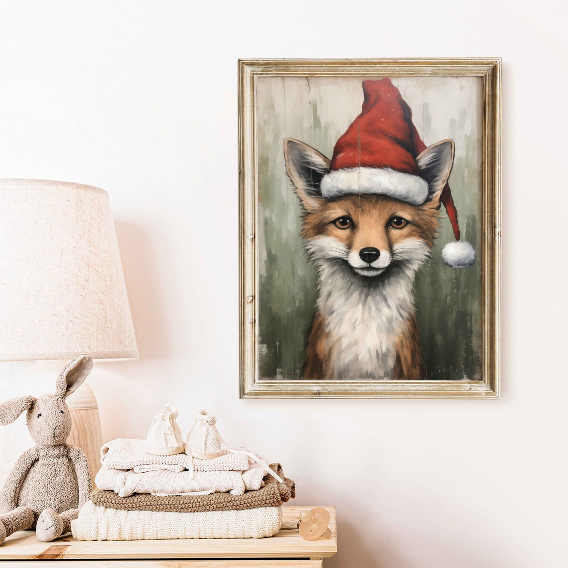 Red Fox in Snowy Christmas Forest Vintage Kids Holiday Poster - Image 2